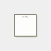 Klassiek Olijfgroen Monogram Post-it® Notes (Voorkant)