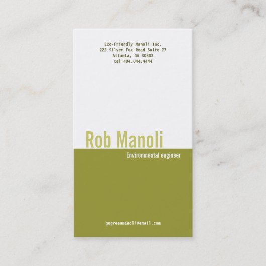Klassiek olive Green Divider Visitekaartje (Voorkant)