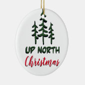 Klassiek Omhoog Noord Kerstmis rustieke evergreens Keramisch Ornament (Rechts)