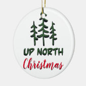 Klassiek Omhoog Noord Kerstmis rustieke evergreens Keramisch Ornament (Links)