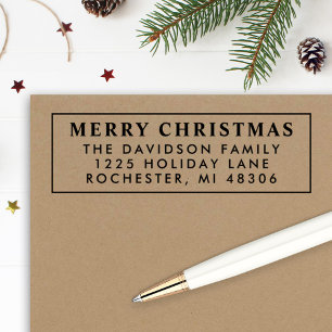 Klassiek omkaderd vrolijk kerstfeest retouradres zelfinktende stempel