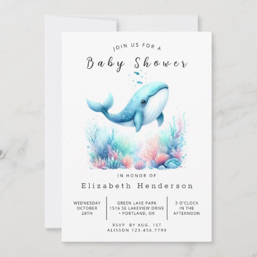 Klassiek online walvis Baby shower Kaart (Voorkant)
