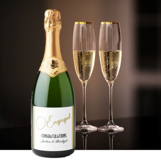 Klassiek ontwerp Aangepaste verlovingsfeest Sparkling Wijnetiket