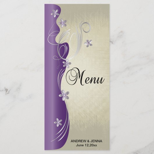  klassiek ontwerp | Amethist en zilver Menu (Achterkant)