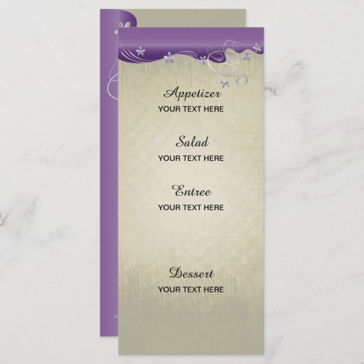  klassiek ontwerp | Amethist en zilver Menu (Voorkant / Achterkant)