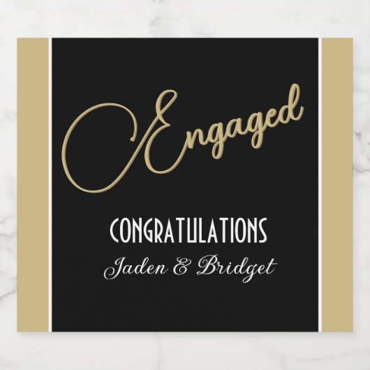 Klassiek ontwerp CUSTOM verlovingsfeest Sparkling Wijnetiket (Enkel label)