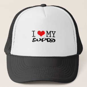 Klassiek ontwerp "I Love My Supra" Trucker Pet