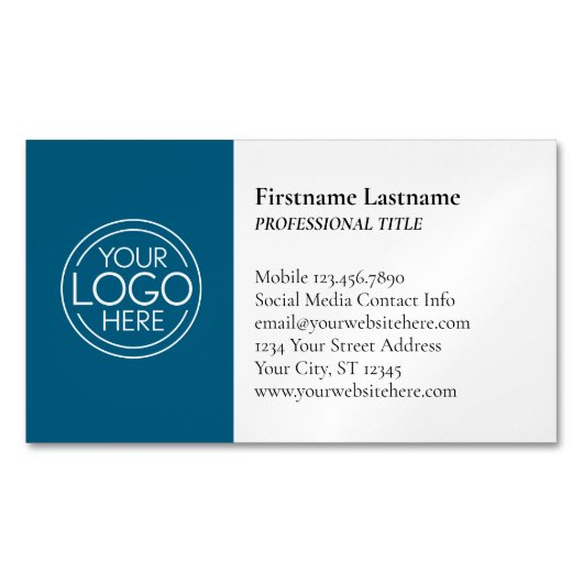 Klassiek ontwerp met Logo en contactgegevens - Bla Magnetisch Visitekaartje (Voorkant)