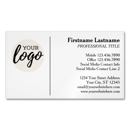 Klassiek ontwerp met Logo en contactgegevens Magnetisch Visitekaartje (Voorkant)