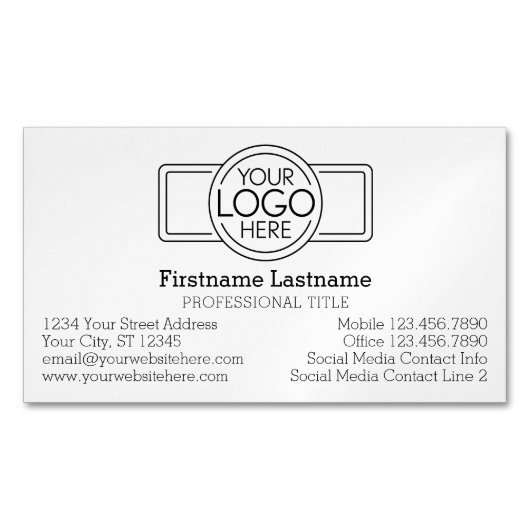 Klassiek ontwerp met Logo en contactgegevens Magnetisch Visitekaartje (Voorkant)