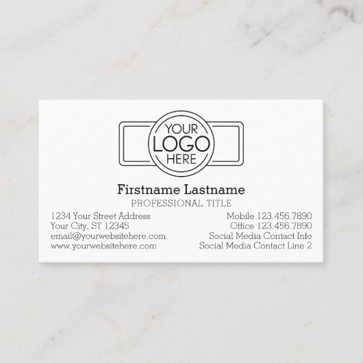 Klassiek ontwerp met Logo en contactgegevens Visitekaartje (Voorkant)