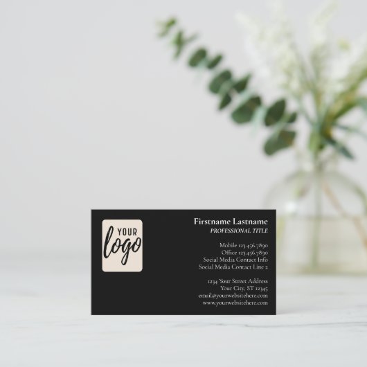 Klassiek ontwerp met Logo en contactgegevens - Zwa Visitekaartje (Staand voorkant)