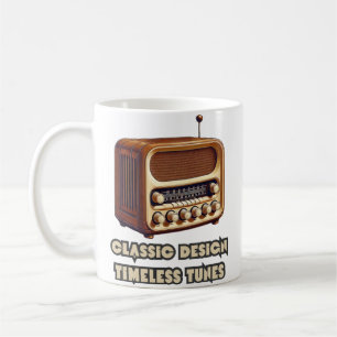 Klassiek ontwerp, tijdloze tunes. retro-radio koffiemok