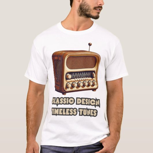 Klassiek ontwerp, tijdloze tunes. retro-radio t-shirt (Voorkant)