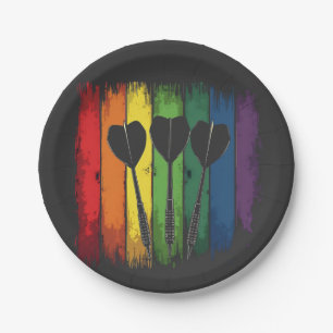 Klassiek ontwerp van dart met LGBTQ kleuren  Papieren Bordje