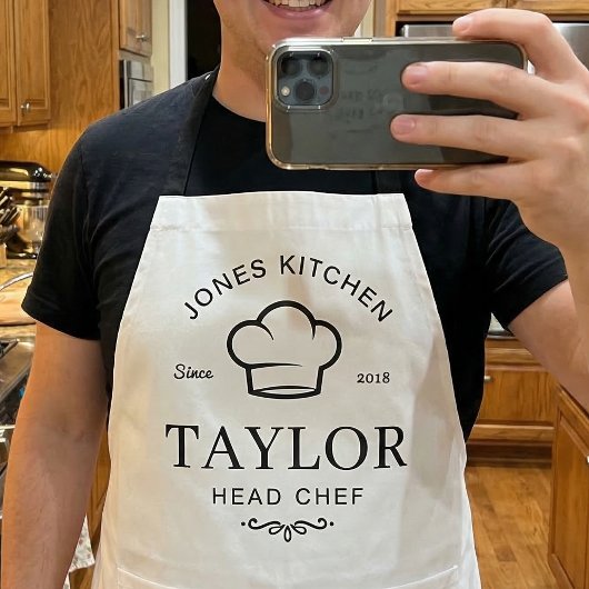 Klassiek ontwerp van typografie voor chefskookmuts schort