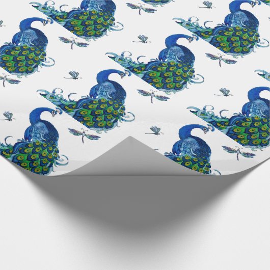 Klassiek ontwerp voor pacock en dragonfly cadeaupapier (Hoek)