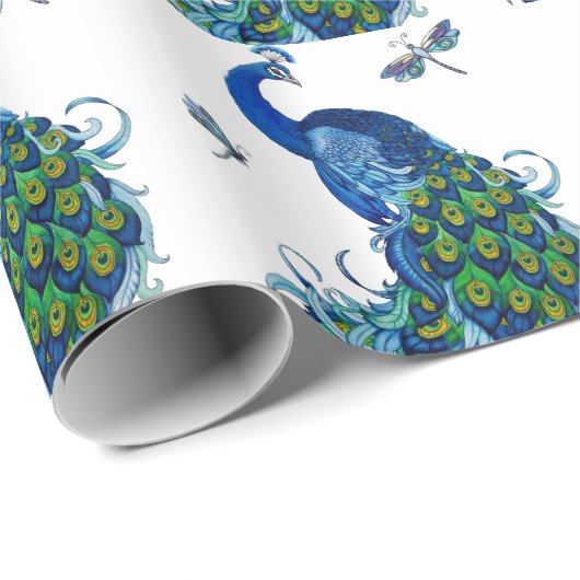 Klassiek ontwerp voor pacock en dragonfly cadeaupapier (Rol Hoek)
