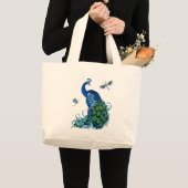 Klassiek ontwerp voor pacock en dragonfly grote tote bag (Voorkant (product))