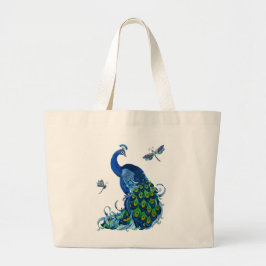 Klassiek ontwerp voor pacock en dragonfly grote tote bag