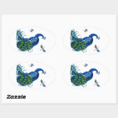 Klassiek ontwerp voor pacock en dragonfly ovale sticker (Vel)