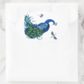 Klassiek ontwerp voor pacock en dragonfly ovale sticker (Tas)
