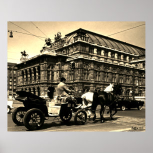 Klassiek Oostenrijk Wenen Fiaker Staatsoper opera Poster