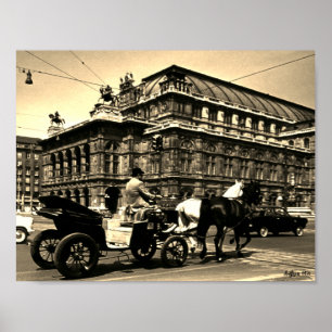 Klassiek Oostenrijk Wenen Fiaker Staatsoper opera Poster