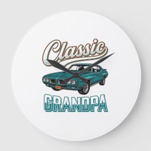 Klassiek Opa Vintage Auto T-Shirt Ontwerp_1 Grote Klok
