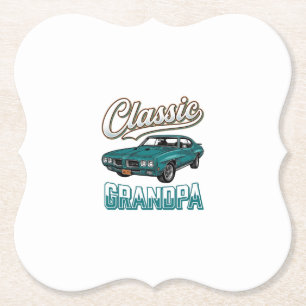 Klassiek Opa Vintage Auto T-Shirt Ontwerp_1 Kartonnen Onderzetters