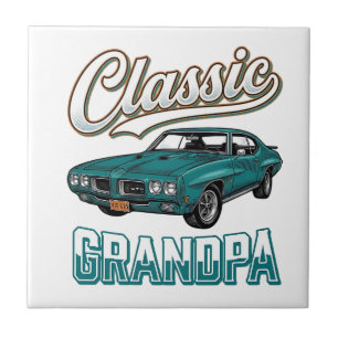 Klassiek Opa Vintage Auto T-Shirt Ontwerp_1 Tegeltje