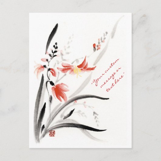 Klassiek-oraal chinese sumi-e inktbloemen schilder briefkaart (Voorkant)