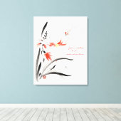 Klassiek-oraal chinese sumi-e inktbloemen schilder canvas afdruk (Insitu (Houten vloer))