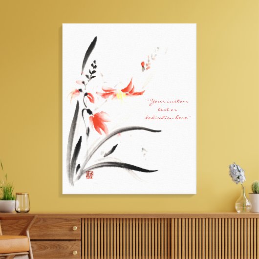 Klassiek-oraal chinese sumi-e inktbloemen schilder canvas afdruk (Insitu (Woonkamer))