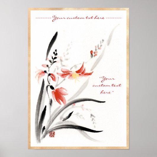 Klassiek-oraal chinese sumi-e inktbloemen schilder poster (Voorkant)