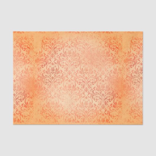 Klassiek Oranje Damast Tissuepapier (Voorkant)