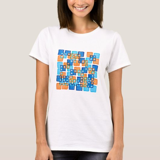 Klassiek Oranje en blauw vierkant shirt (Voorkant)