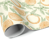 Klassiek Oranje fruitpatroon Cadeaupapier (Rol Hoek)