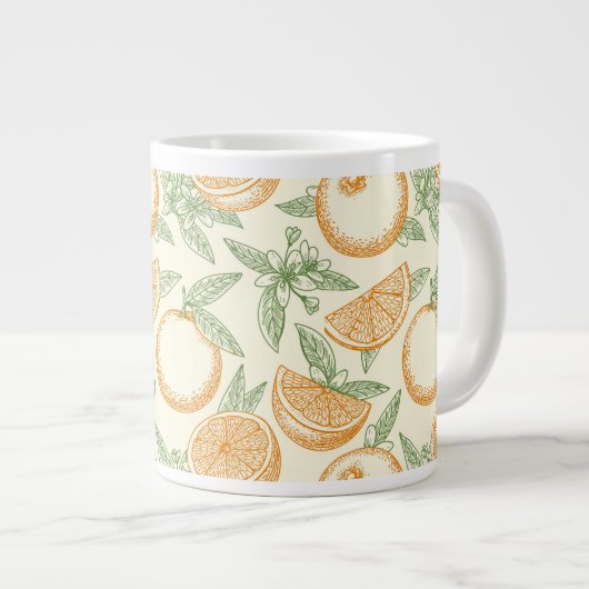 Klassiek Oranje fruitpatroon Grote Koffiekop (Voorkant rechts)