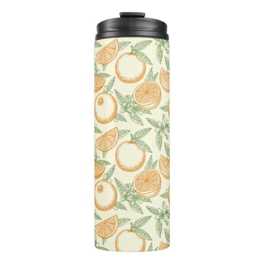 Klassiek Oranje fruitpatroon Thermosbeker (Voorkant)