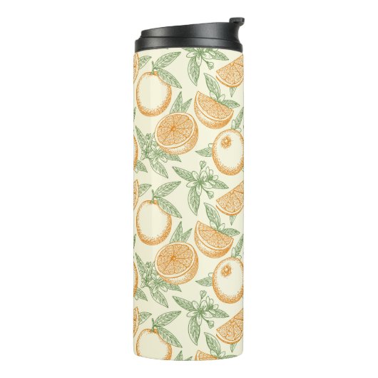 Klassiek Oranje fruitpatroon Thermosbeker (Gedraaid links)