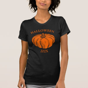 Klassiek Oranje Halloween Pompoen Inkt Kunst T-shi T-shirt