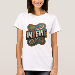 Klassiek Oranje IMAGINE Artistiek Motief T-shirt