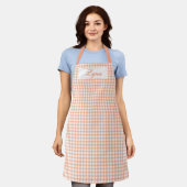 Klassiek Oranje & Wit Gingham | Gepersonaliseerde Schort (Gedragen)