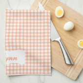 Klassiek Oranje & Wit Gingham | Gepersonaliseerde  Theedoek (Quarter Fold)
