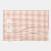 Klassiek Oranje & Wit Gingham | Gepersonaliseerde  Theedoek (Horizontaal)