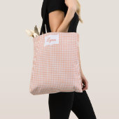 Klassiek Oranje & Wit Gingham | Gepersonaliseerde Tote Bag (Dichtbij)
