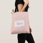 Klassiek Oranje & Wit Gingham | Gepersonaliseerde Tote Bag (Dichtbij)