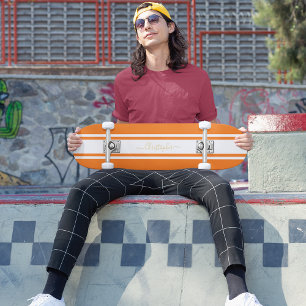 Klassiek Oranje wit racistisch Stripes Gold-monogr Persoonlijk Skateboard