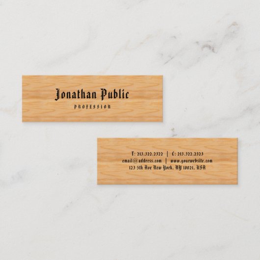 Klassiek oud Amerikaans teksthout Handgeschreven Mini Visitekaartje (Voorkant / Achterkant)